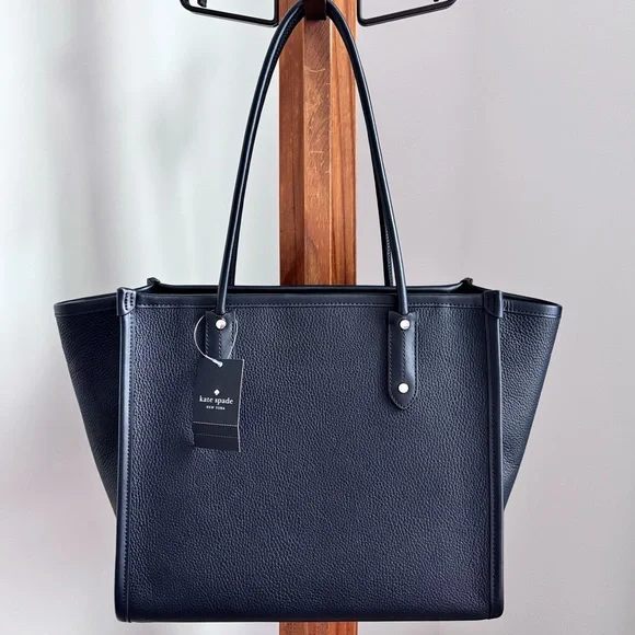 KATE SPADE Ella Large Pebbled Leather Black Tote Handbag--NWT - Picture 4 of 13